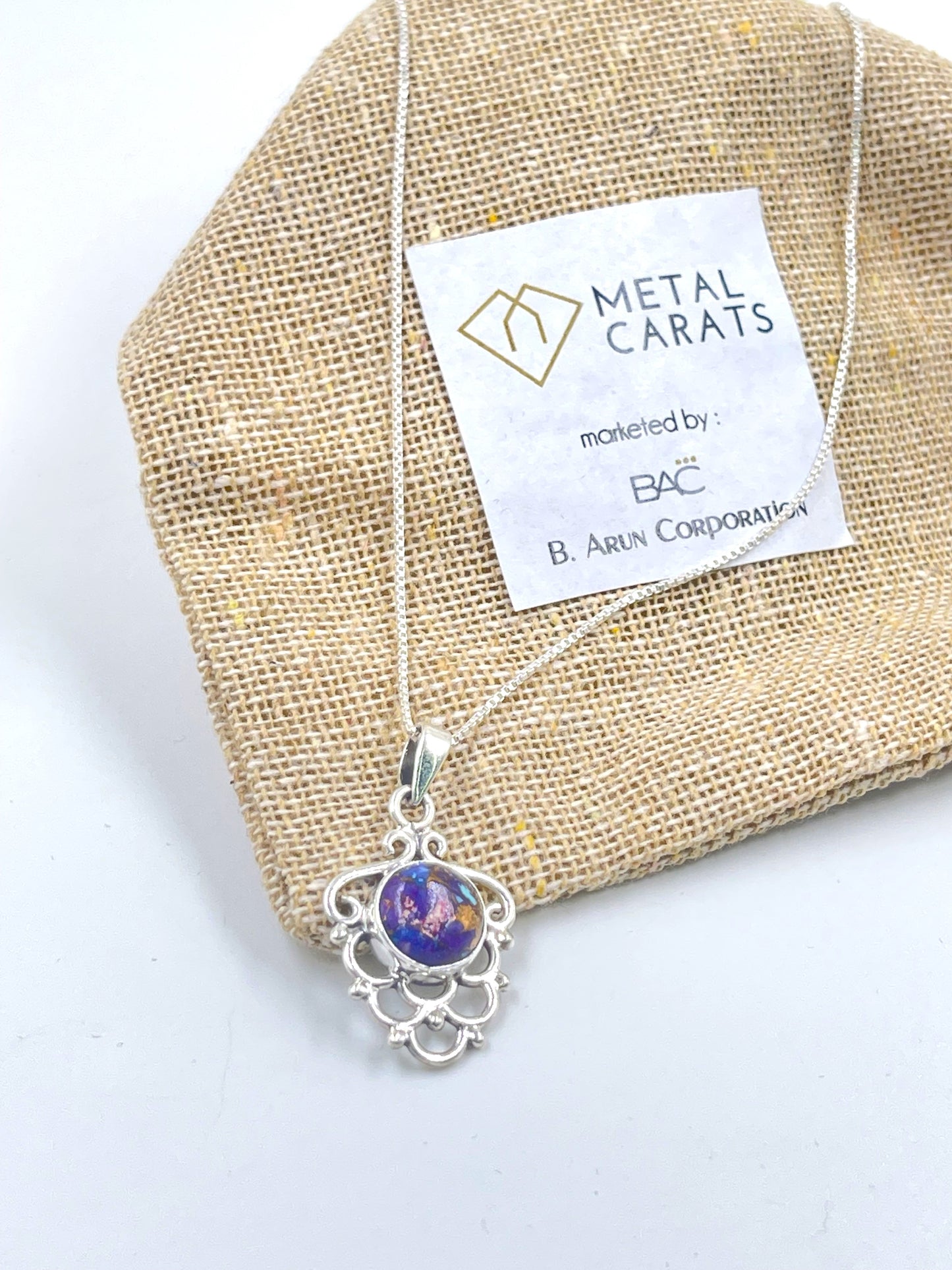 METALCARATS 925 Sterling Silver Purple Turquoise Berry Pendant by Metal Carats | Women | Natural Gemstones | Minimal