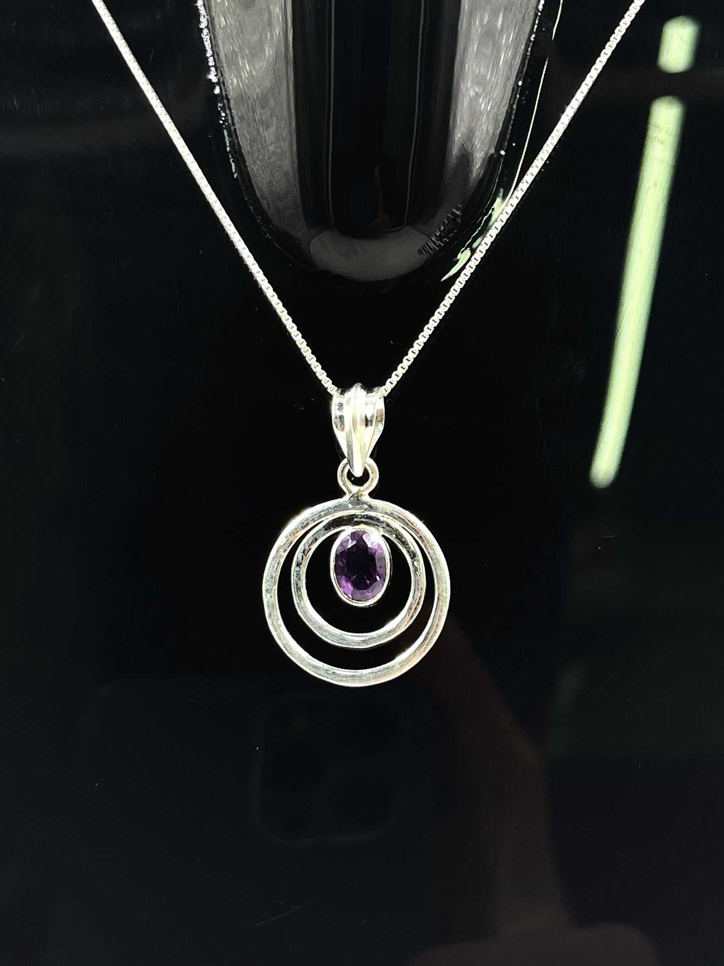 METALCARATS Metal Carats 925 Sterling Silver Triple Round Amethyst Pendant | Women | Natural Gemstone | Box Chain