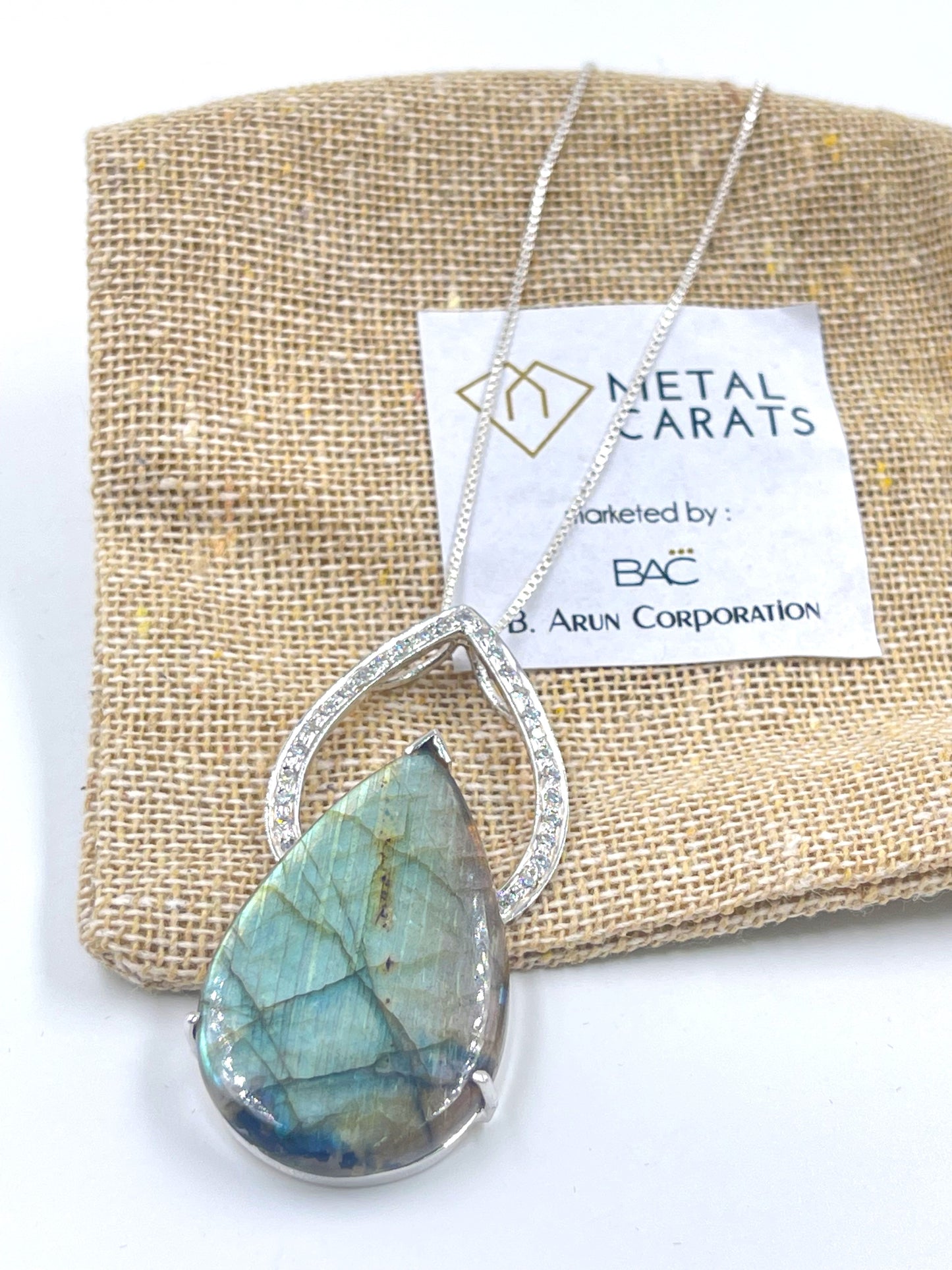 METALCARATS Metal Carats 925 Sterling Silver Tablet Labradorite Pendant with chain | Fire Pendant | Natural Stone | Women