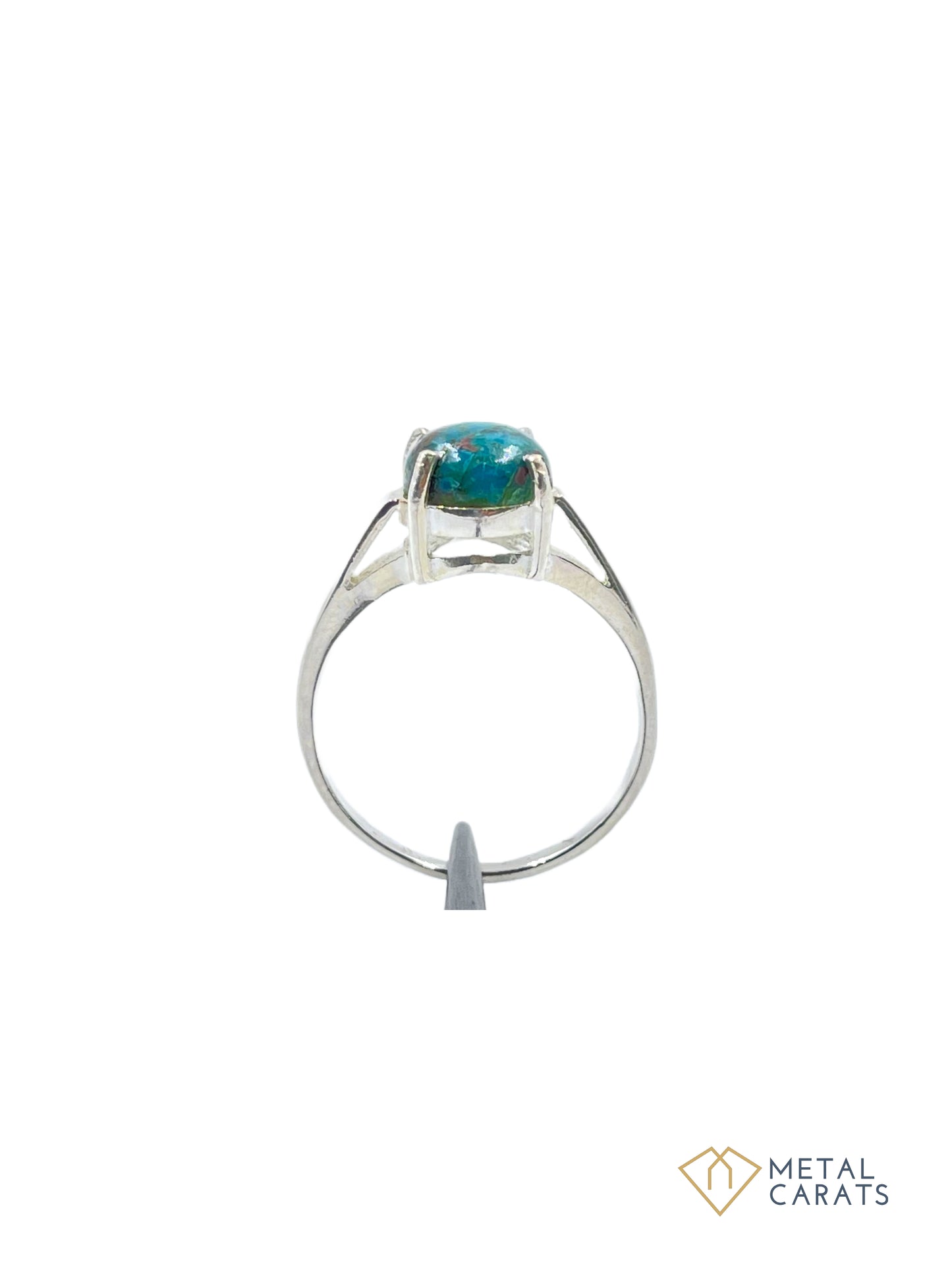 Metal Carats 925 Sterling Silver Round Cabochon Turquoise Ring | Women | Firoza Turquoise | Blue