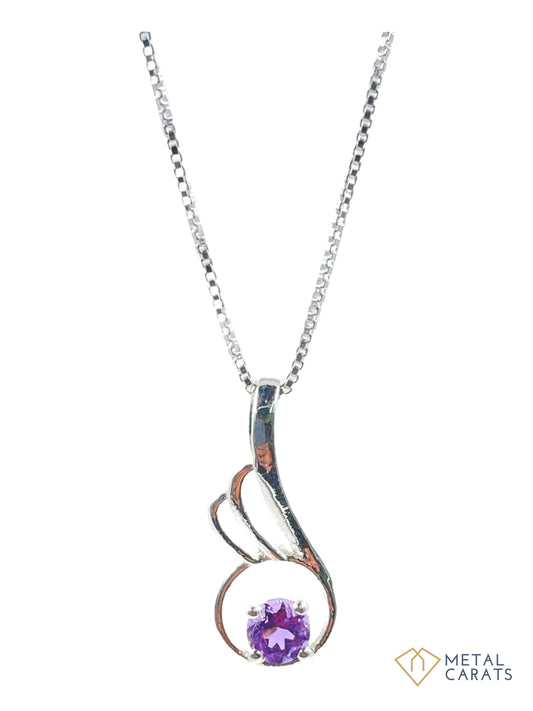 Metal Carats 925 Sterling Silver Feather Amethyst Pendant with a floating hook | Floaters | Women | Purple