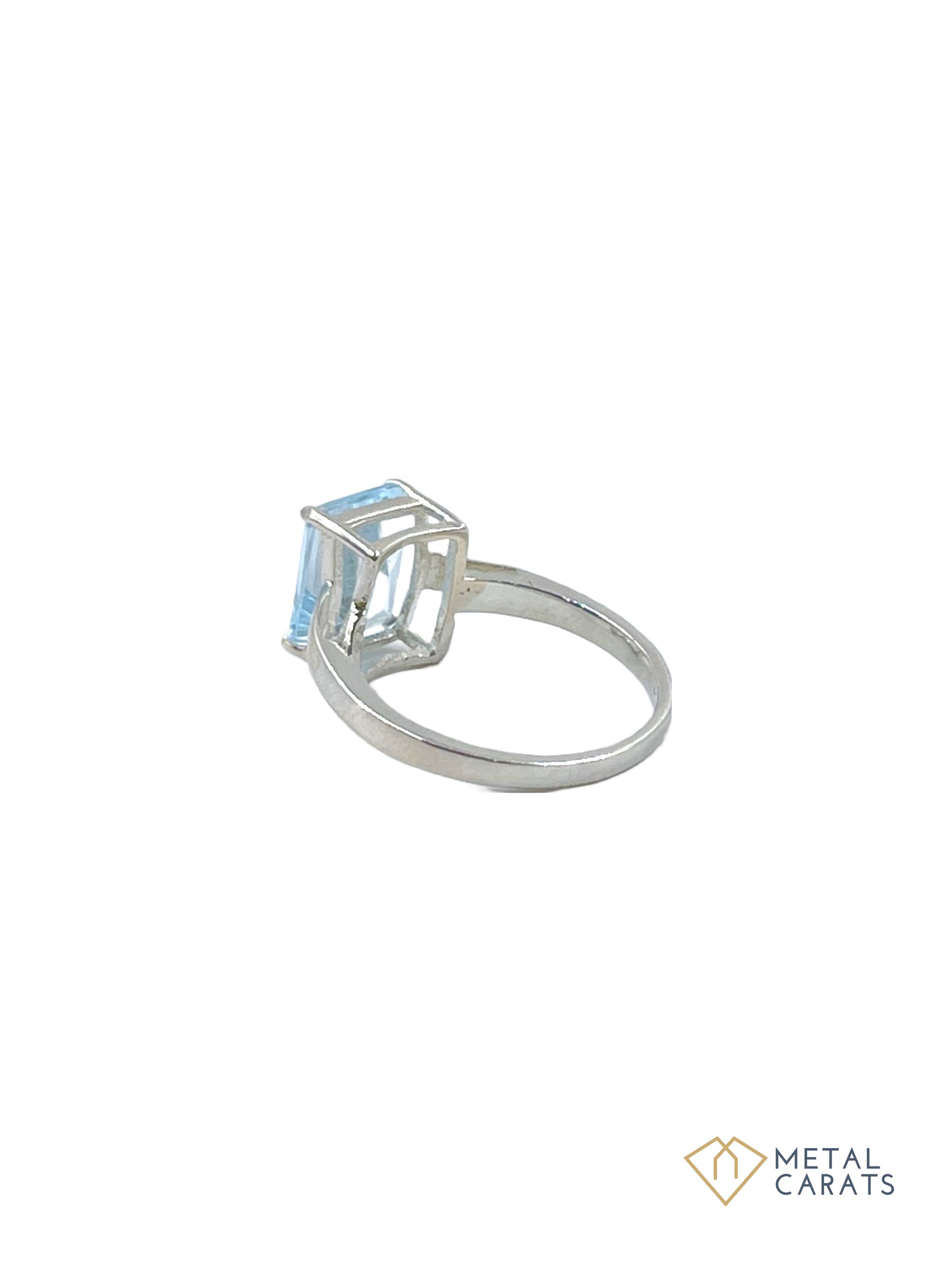 Metal Carats 925 Sterling Silver Blue Topaz Rectangle Cut Ring | Sky Color | Topaz | Women