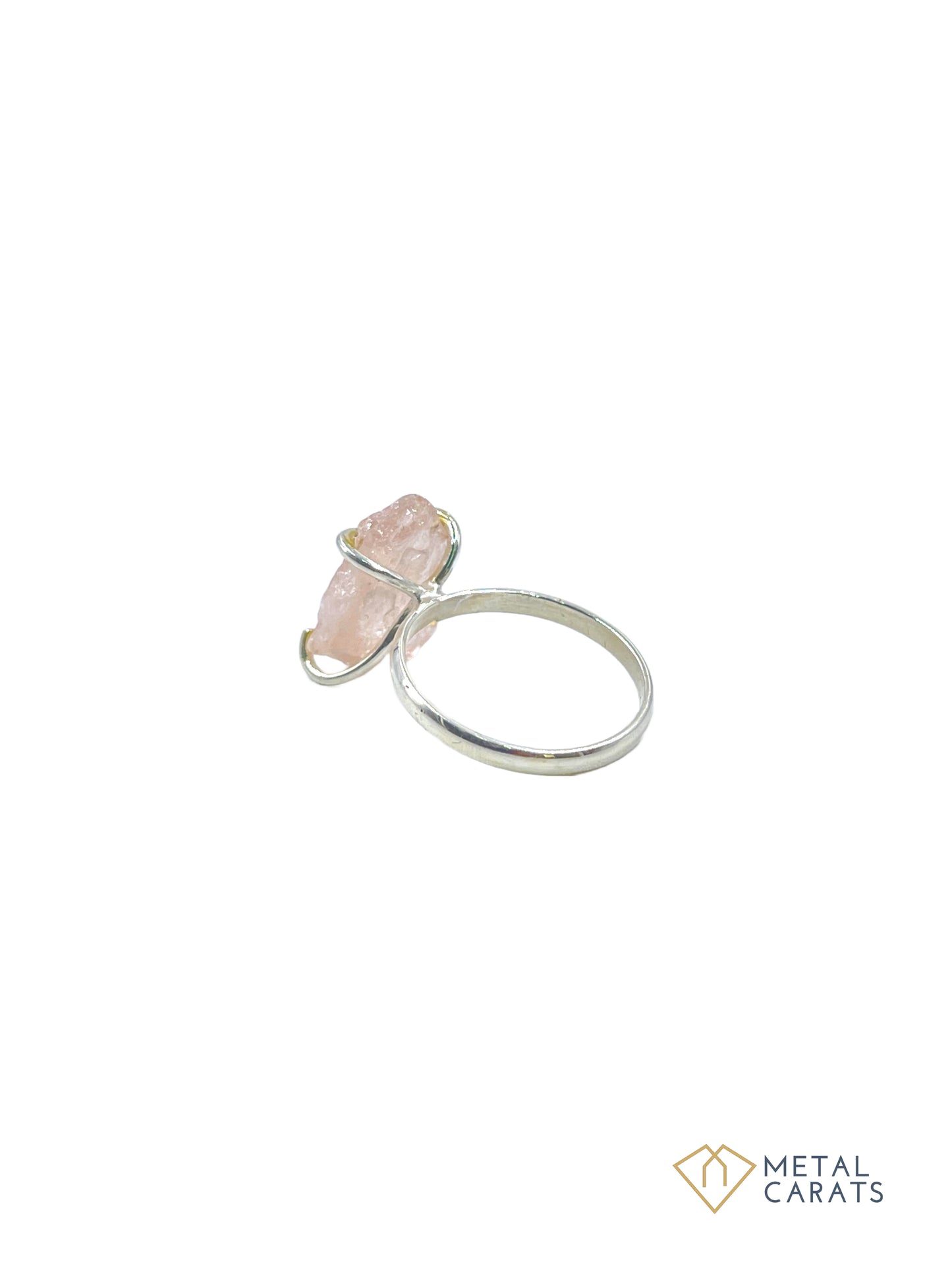 Metal Carats Rough Rose Quartz Gemstone Ring in 925 Sterling Silver | Women | Rose Quartz | Pink