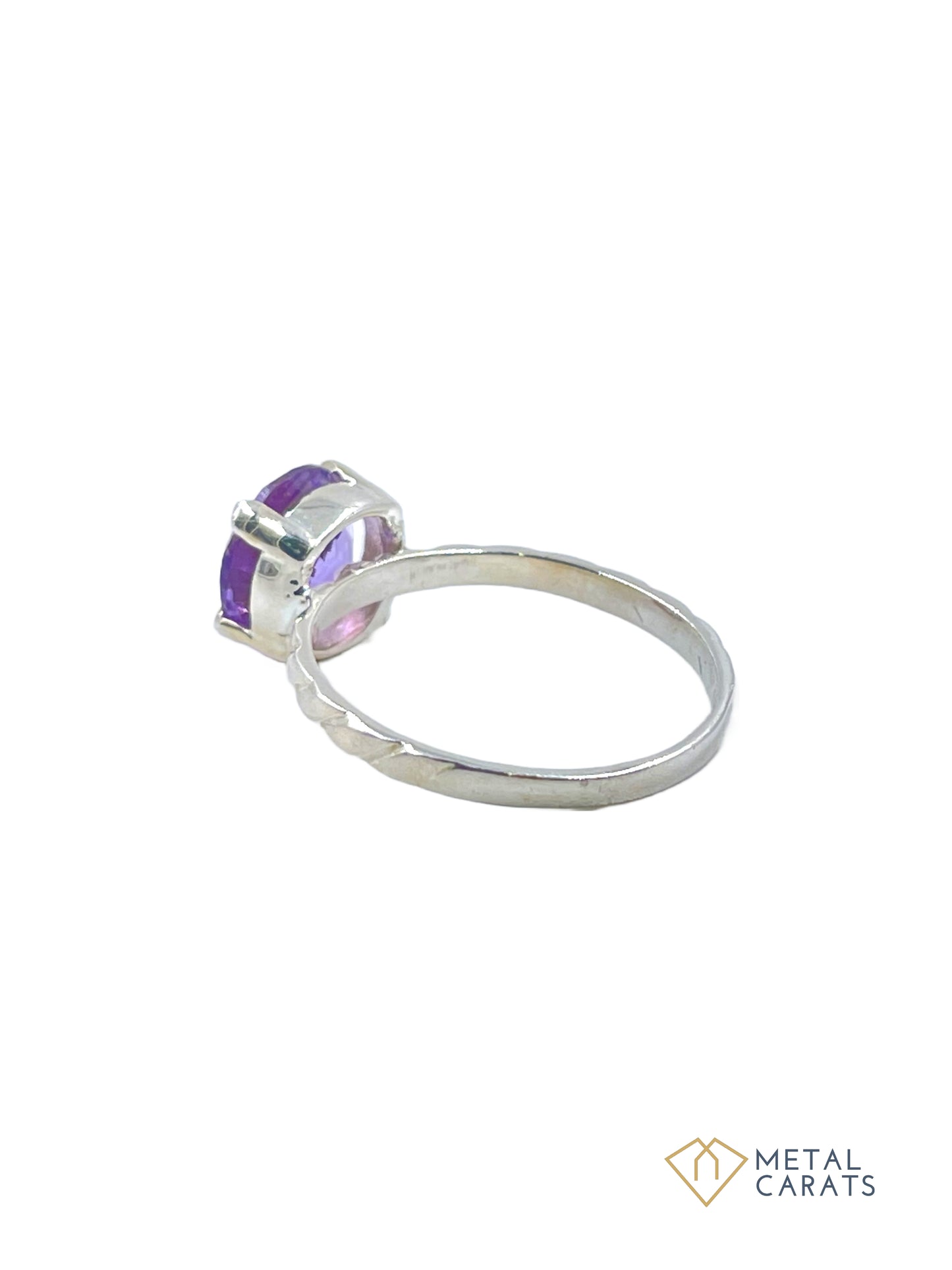 Metal Carats 925 Sterling Silver Amethyst Solitaire Look Ring | Natural Amethyst | Women |Purple