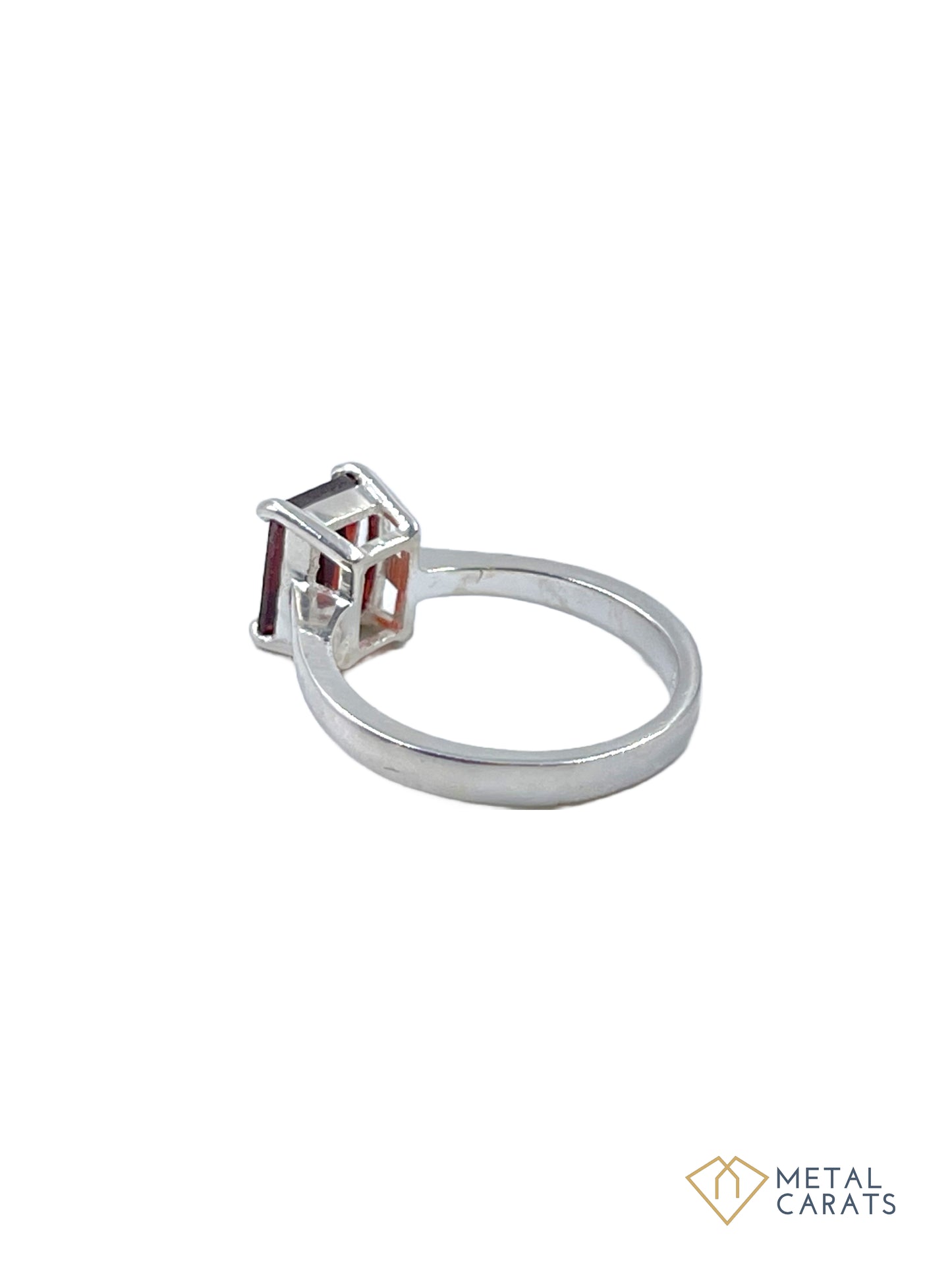 Metal Carats Almandine Garnet Rectangular Ring in 925 Sterling Silver | Women | Garnet