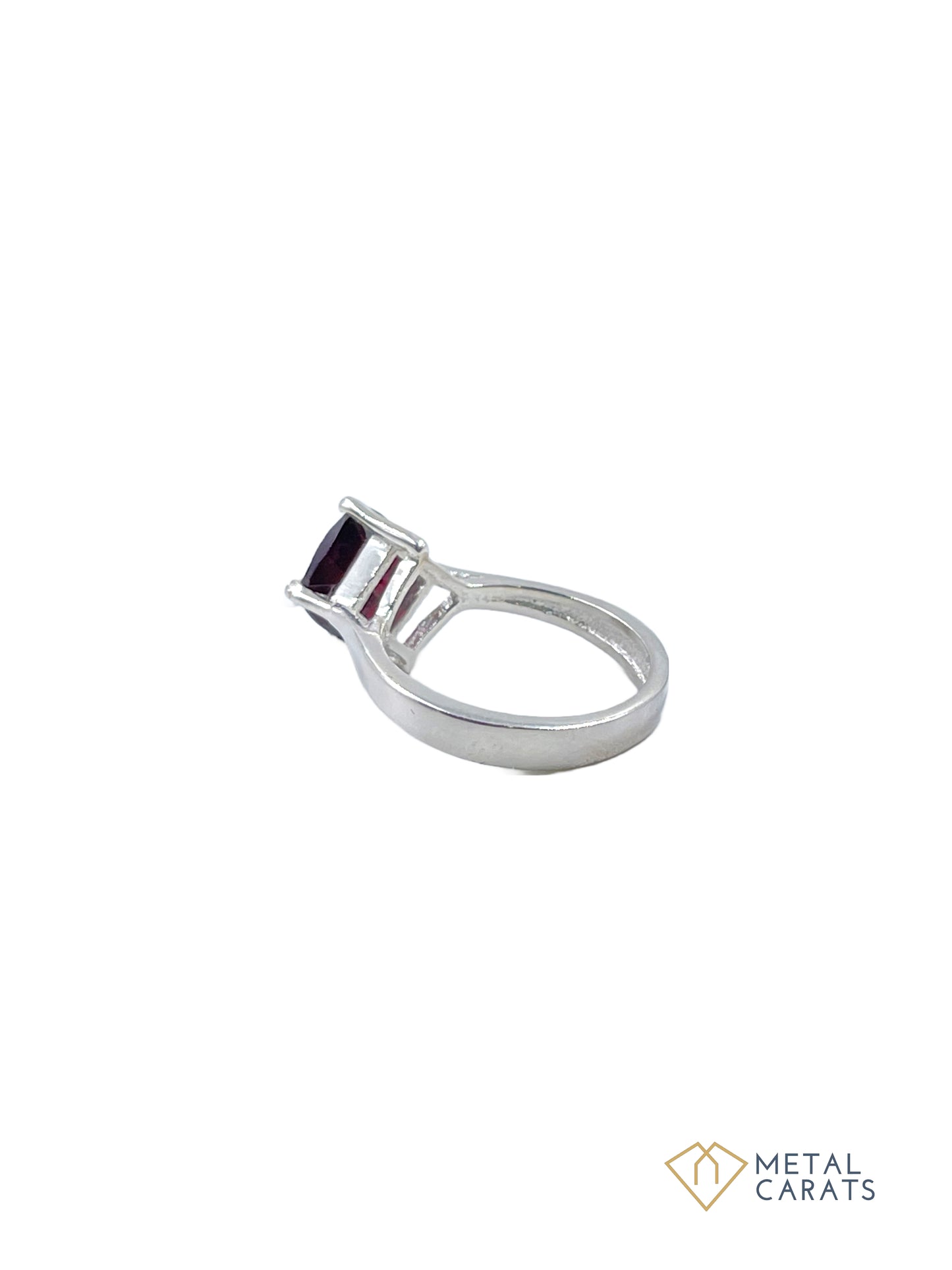 Metal Carats 925 Sterling Silver Cushion Cut Garnet Signature Ring for Women | Red | Natural Garnet