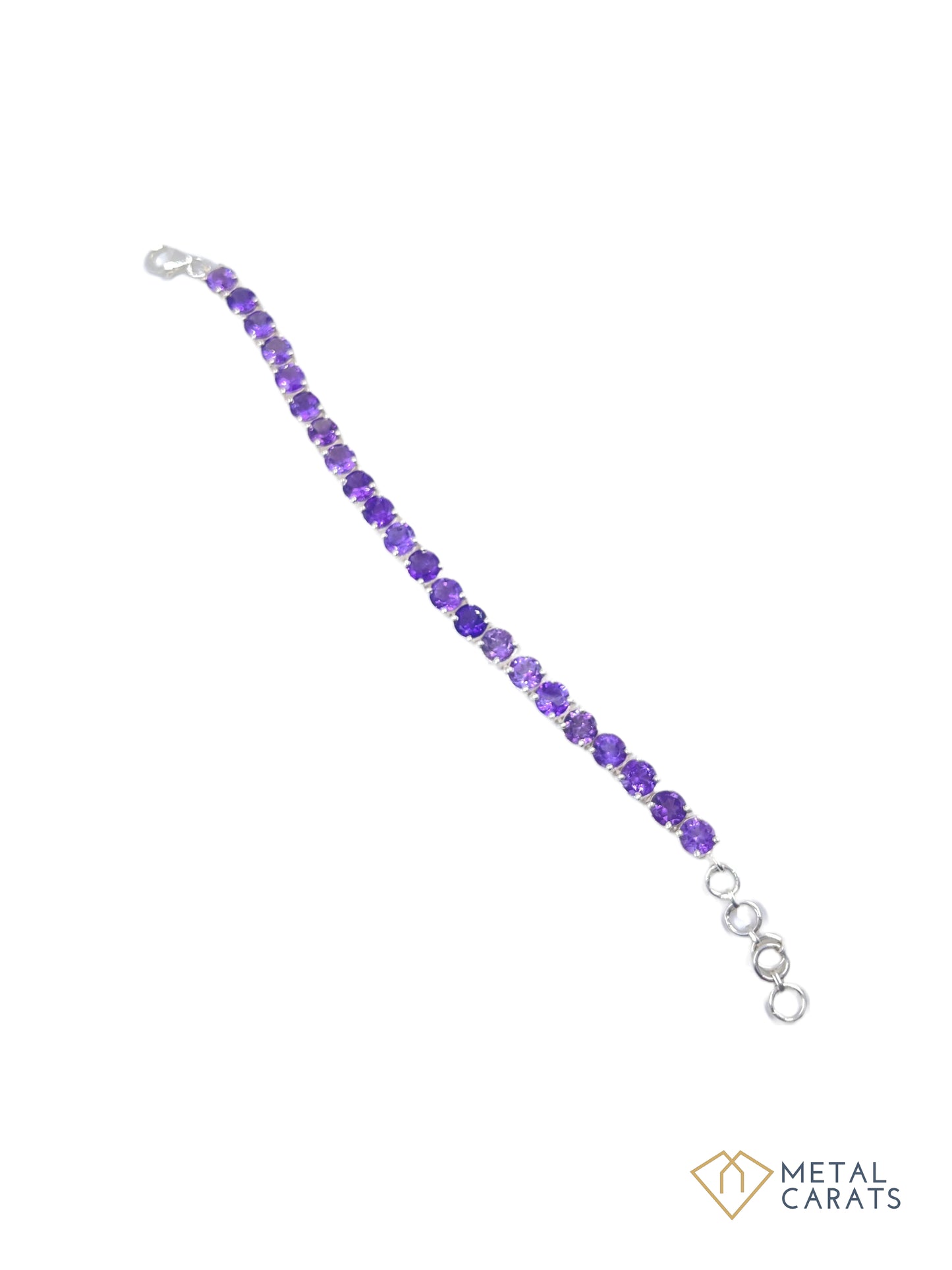 Metal Carats 925 Sterling Silver Amethyst Tennis Bracelet | Natural Amethyst | Round Stones | Unisex