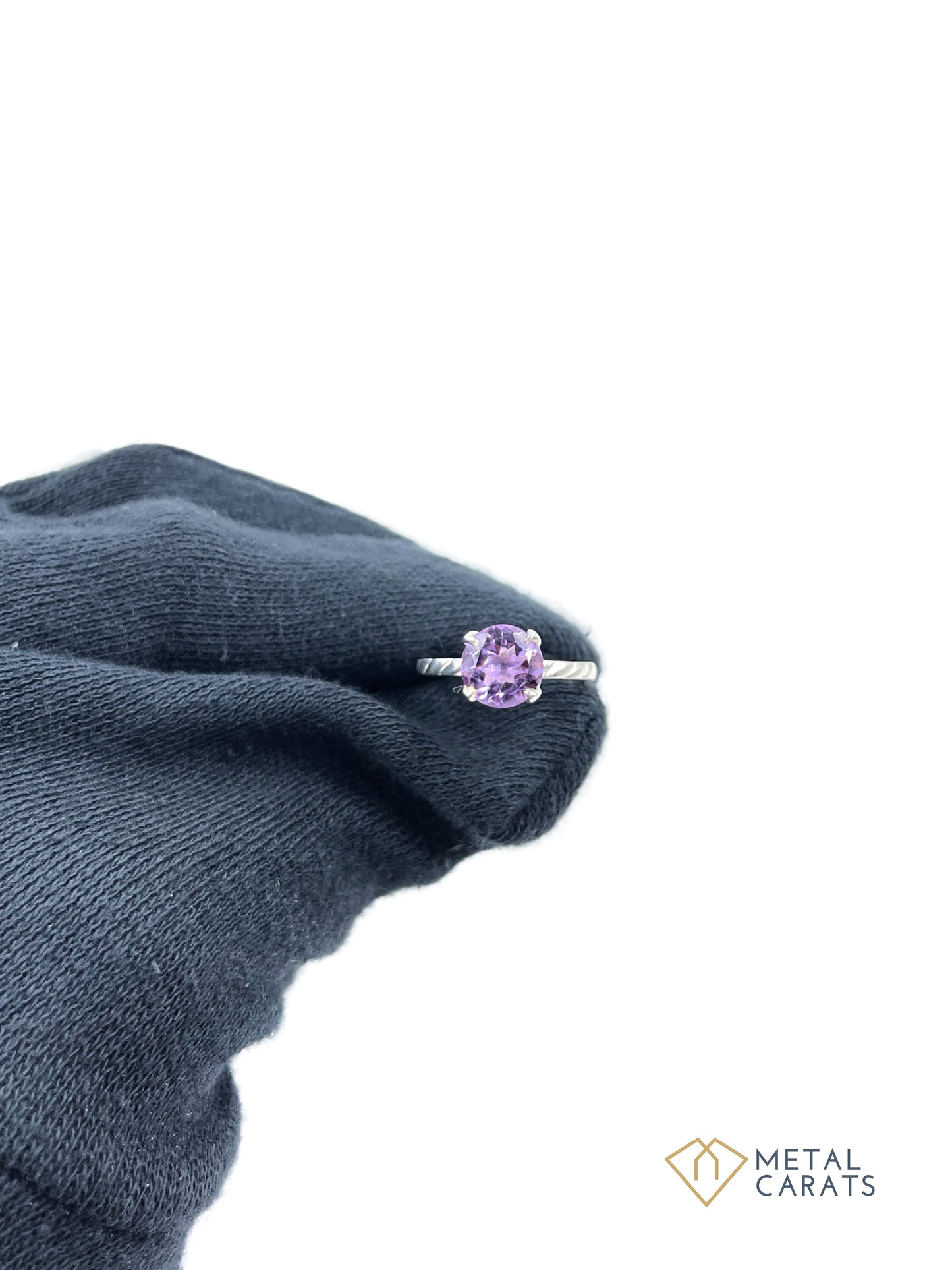 Metal Carats 925 Sterling Silver Amethyst Solitaire Look Ring | Natural Amethyst | Women |Purple