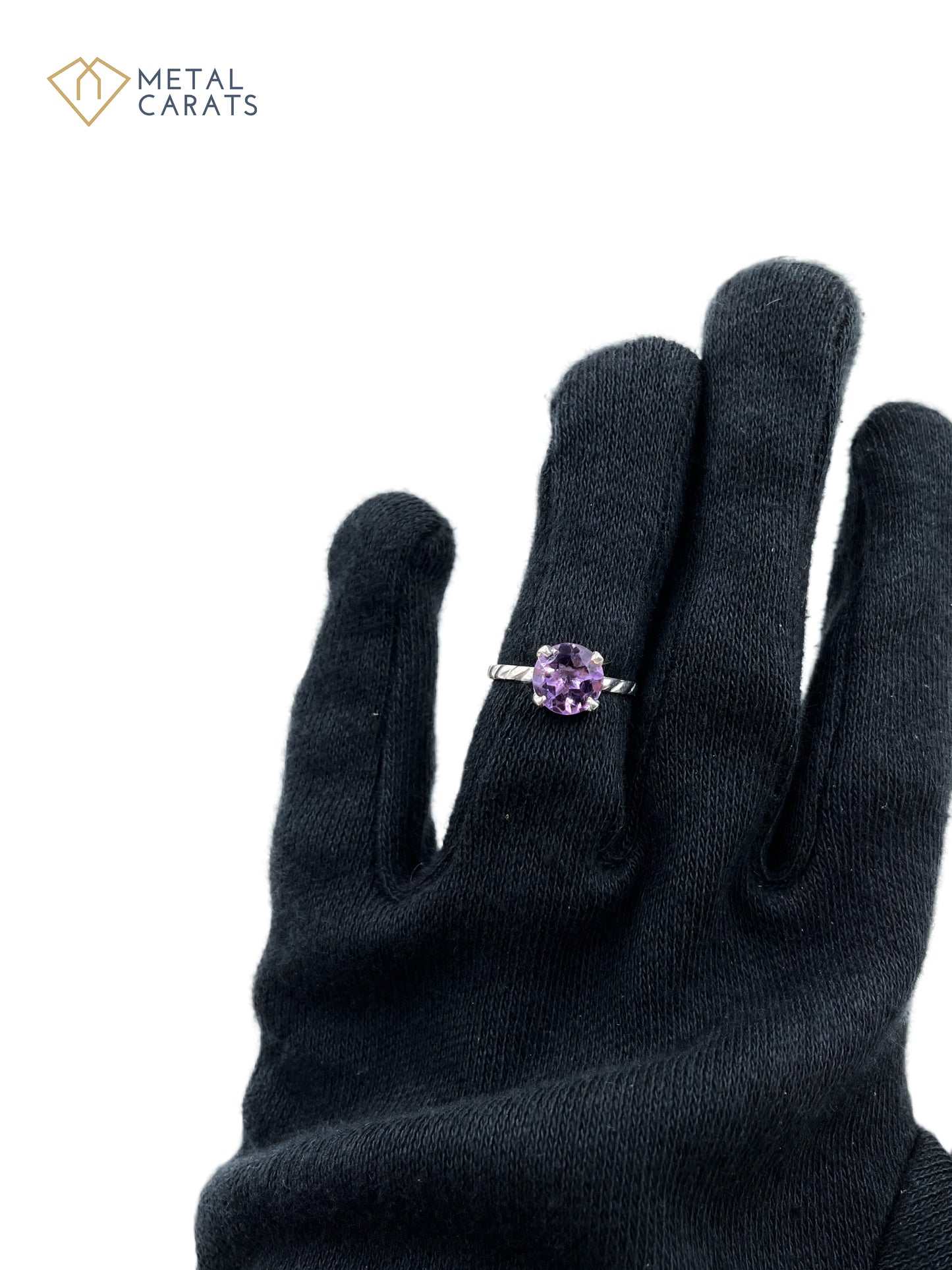 Metal Carats 925 Sterling Silver Amethyst Solitaire Look Ring | Natural Amethyst | Women |Purple