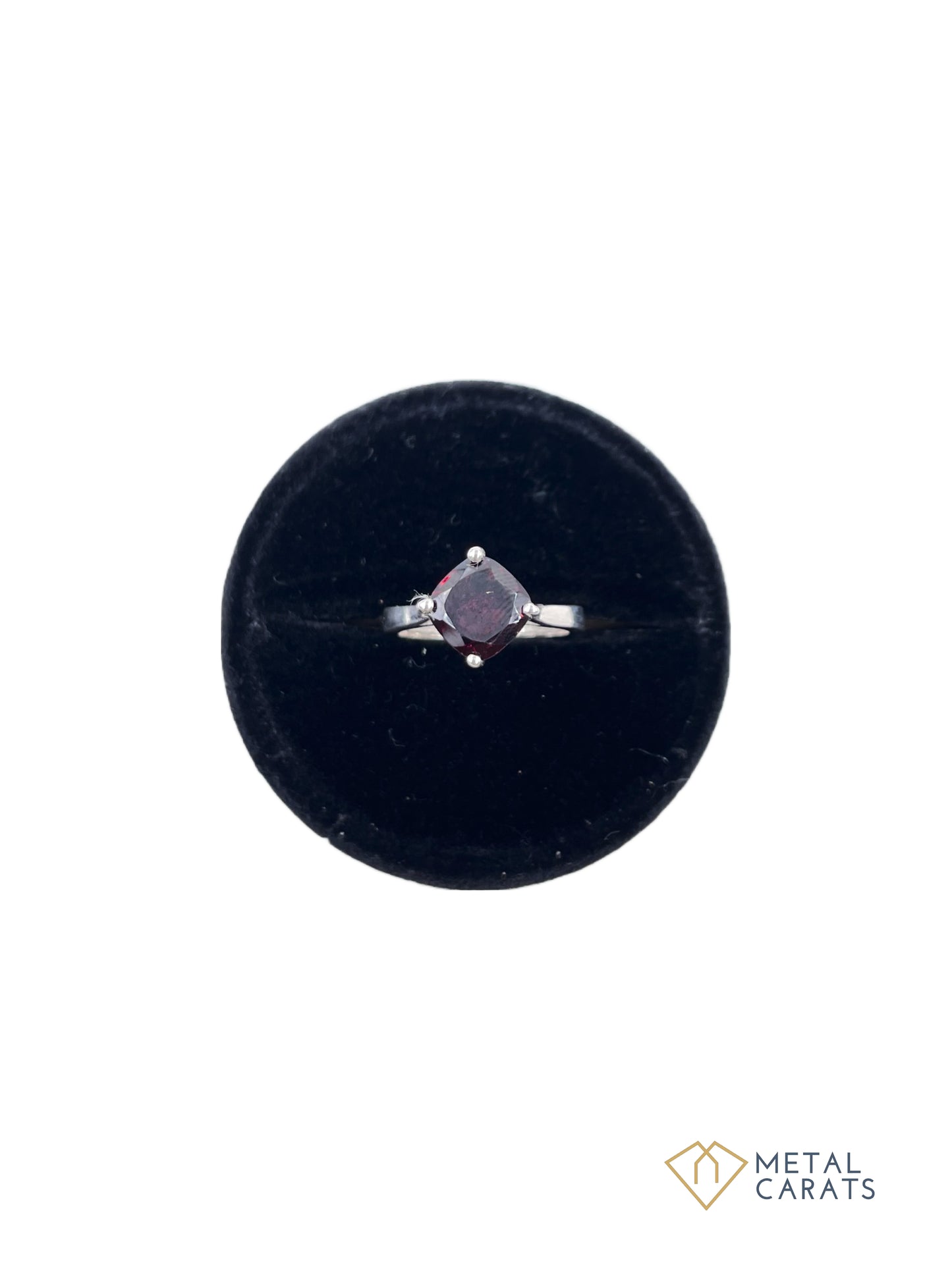 Metal Carats 925 Sterling Silver Cushion Cut Garnet Signature Ring for Women | Red | Natural Garnet