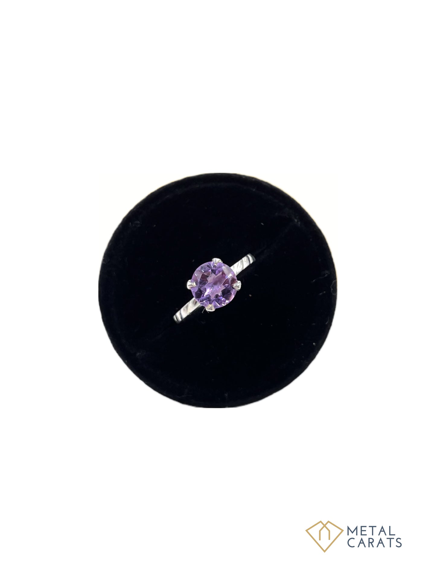 Metal Carats 925 Sterling Silver Amethyst Solitaire Look Ring | Natural Amethyst | Women |Purple