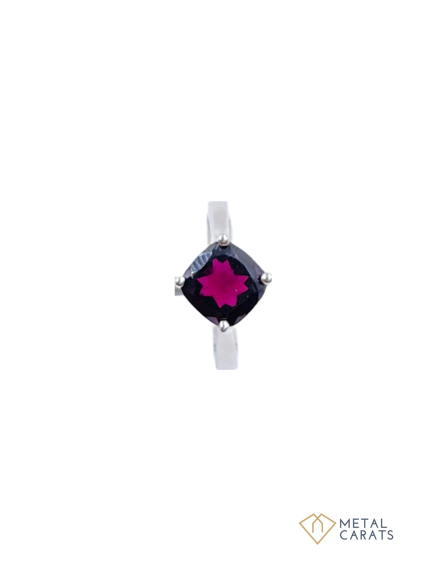 Metal Carats 925 Sterling Silver Cushion Cut Garnet Signature Ring for Women | Red | Natural Garnet