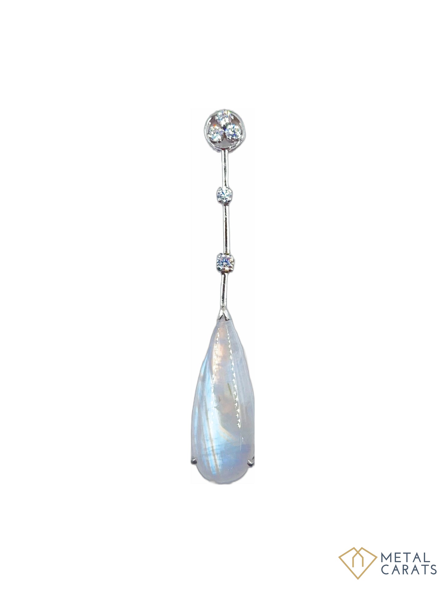 Metal Carats 925 Sterling Silver Floating Rainbow Moonstone Pendant with CZ | Flaoting Design | Women