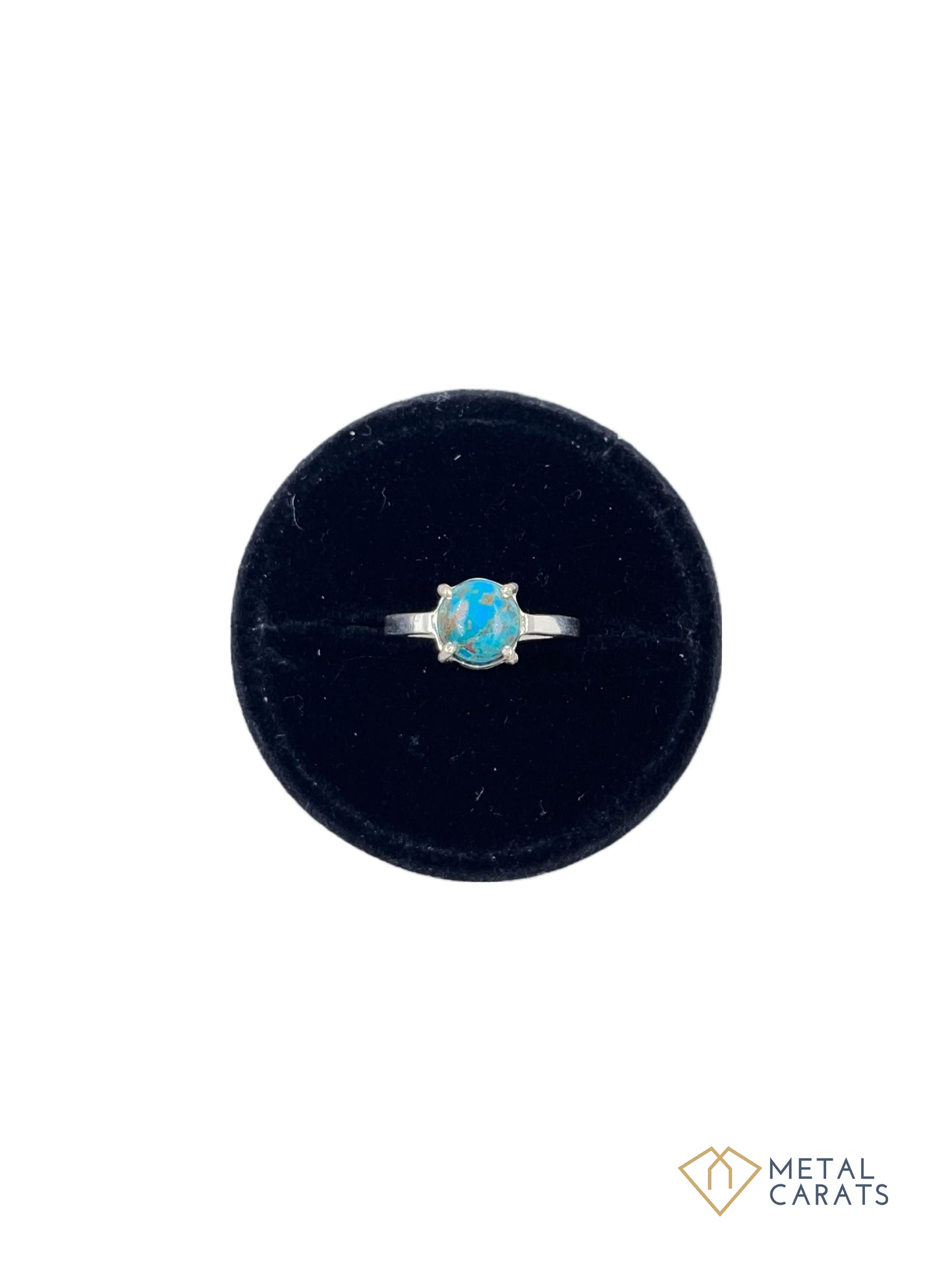 Metal Carats 925 Sterling Silver Round Cabochon Turquoise Ring | Women | Firoza Turquoise | Blue