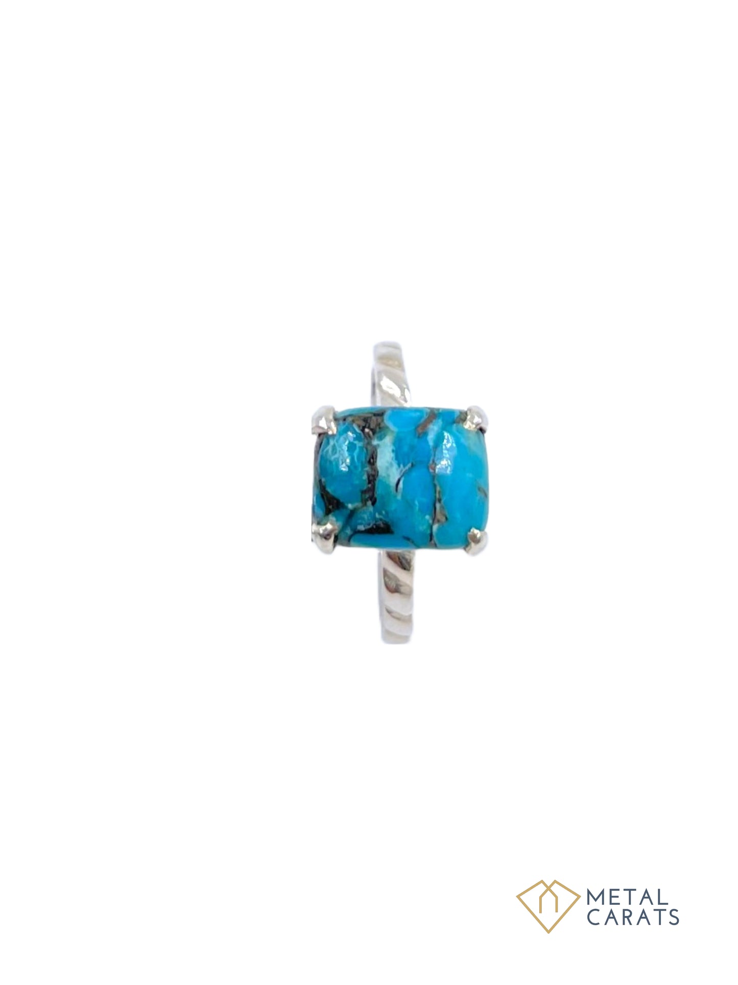 Metal Carats Rectangular Cabochon Turquoise Statement Ring | Natural Turquoise | Firoza | Female