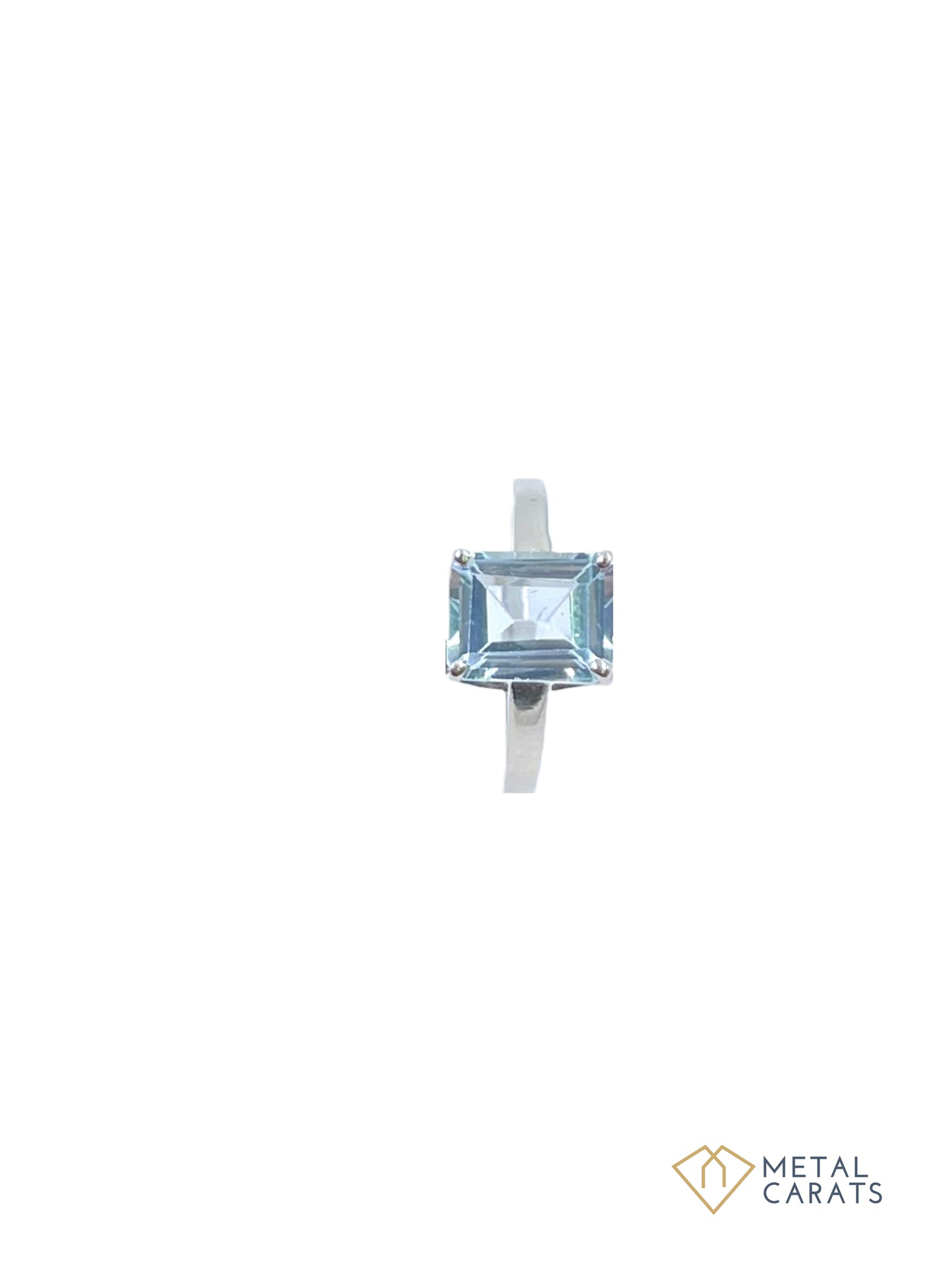 Metal Carats 925 Sterling Silver Blue Topaz Rectangle Cut Ring | Sky Color | Topaz | Women