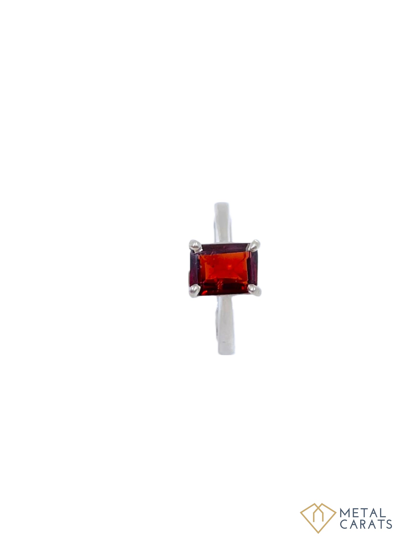 Metal Carats Almandine Garnet Rectangular Ring in 925 Sterling Silver | Women | Garnet