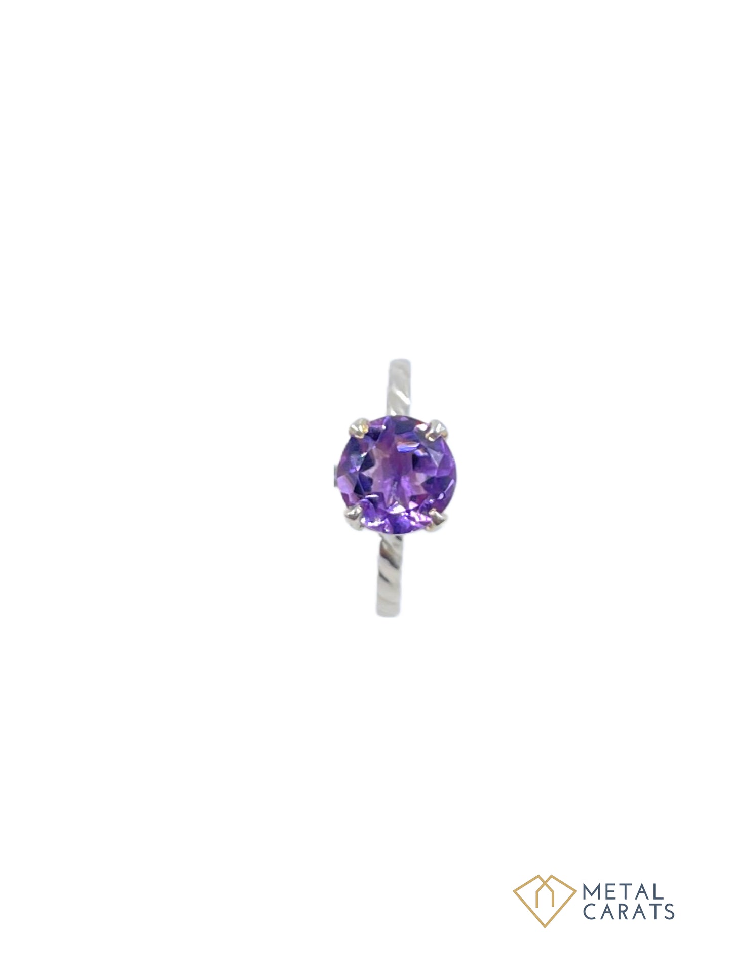 Metal Carats 925 Sterling Silver Amethyst Solitaire Look Ring | Natural Amethyst | Women |Purple