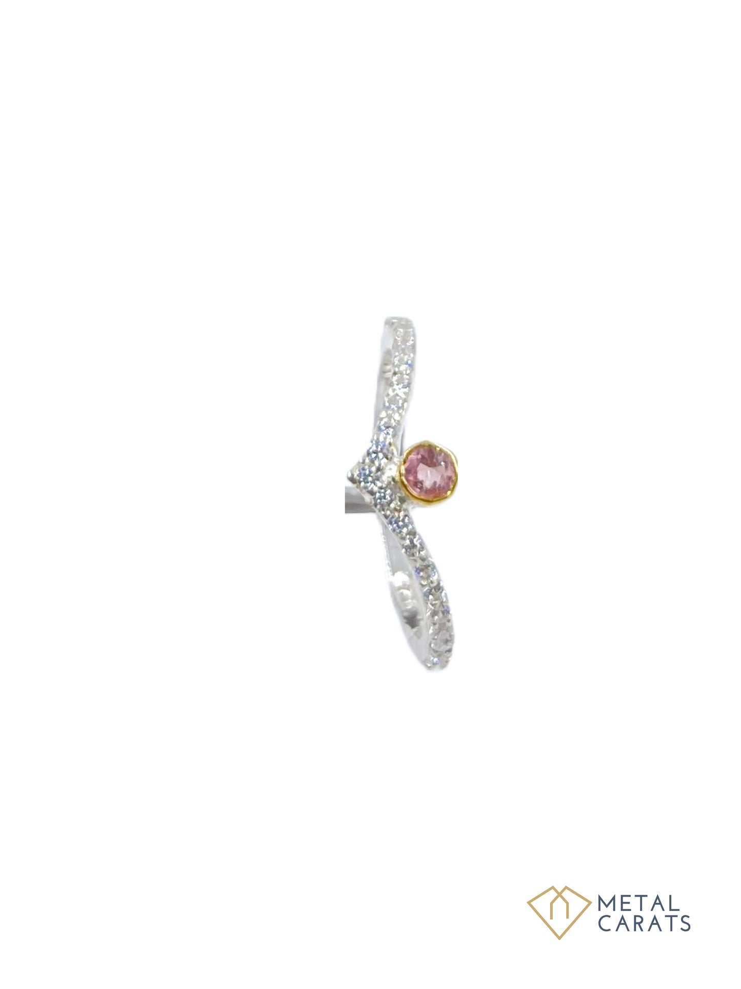 METALCARATS Metal Carats Rubbelite Tourmaline in 925 Silver Ring | Female | Tourmaline | Pink two tone