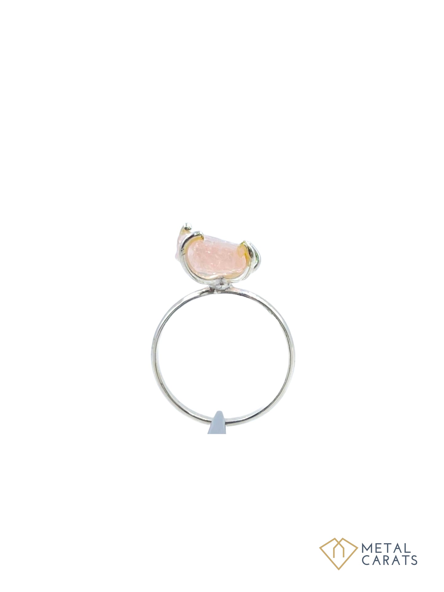 Metal Carats Rough Rose Quartz Gemstone Ring in 925 Sterling Silver | Women | Rose Quartz | Pink