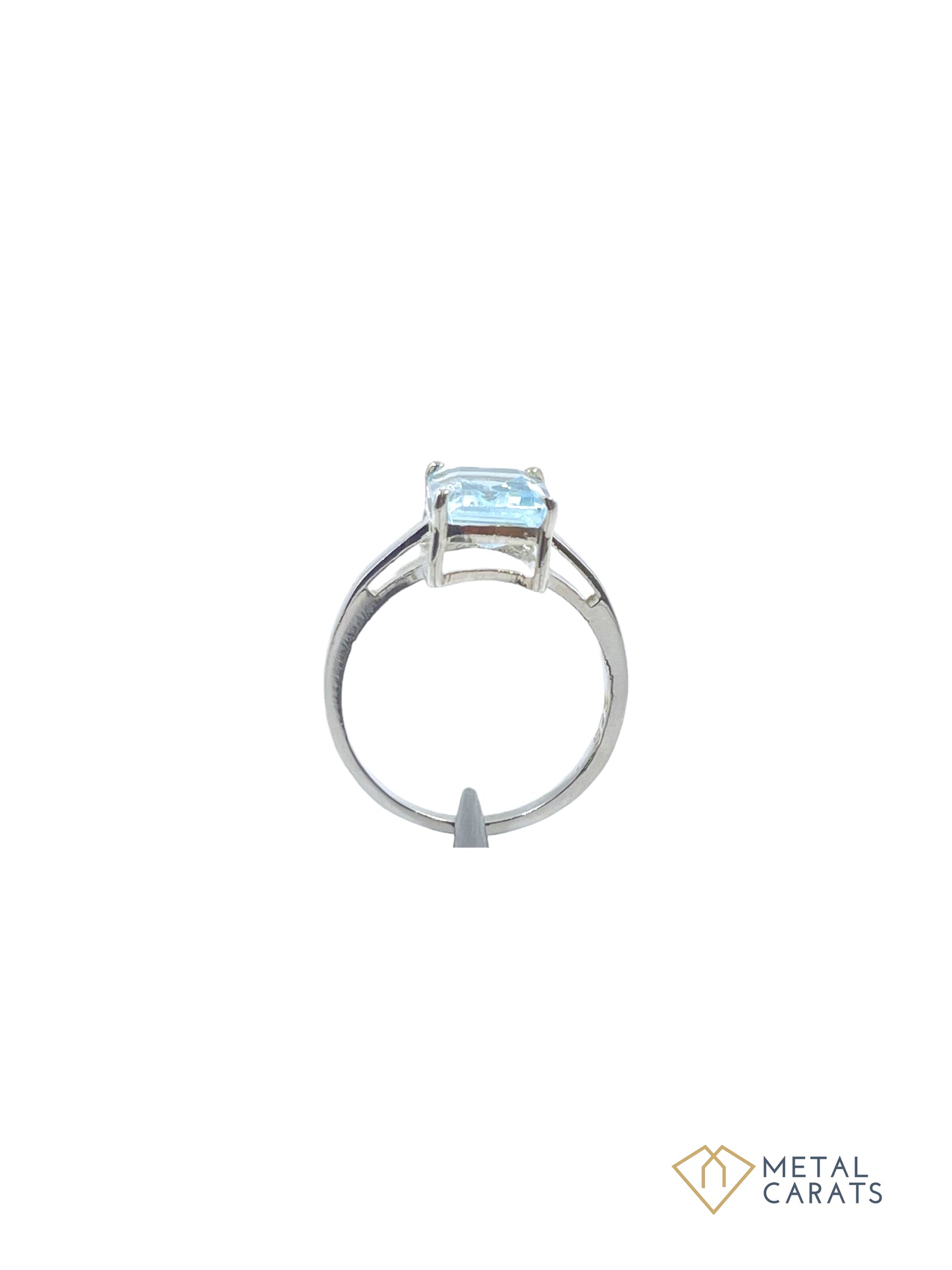 Metal Carats 925 Sterling Silver Blue Topaz Rectangle Cut Ring | Sky Color | Topaz | Women