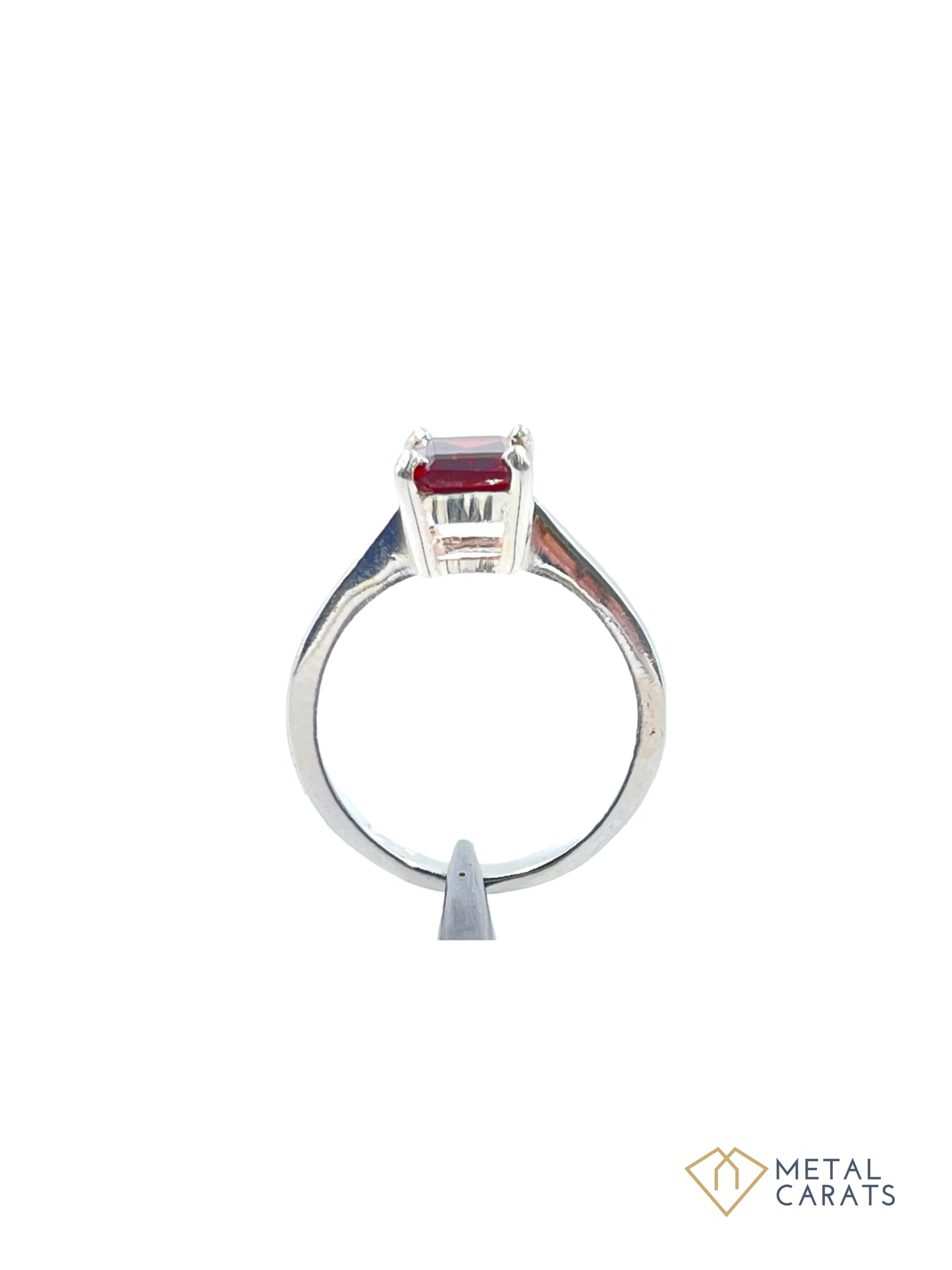 Metal Carats Almandine Garnet Rectangular Ring in 925 Sterling Silver | Women | Garnet