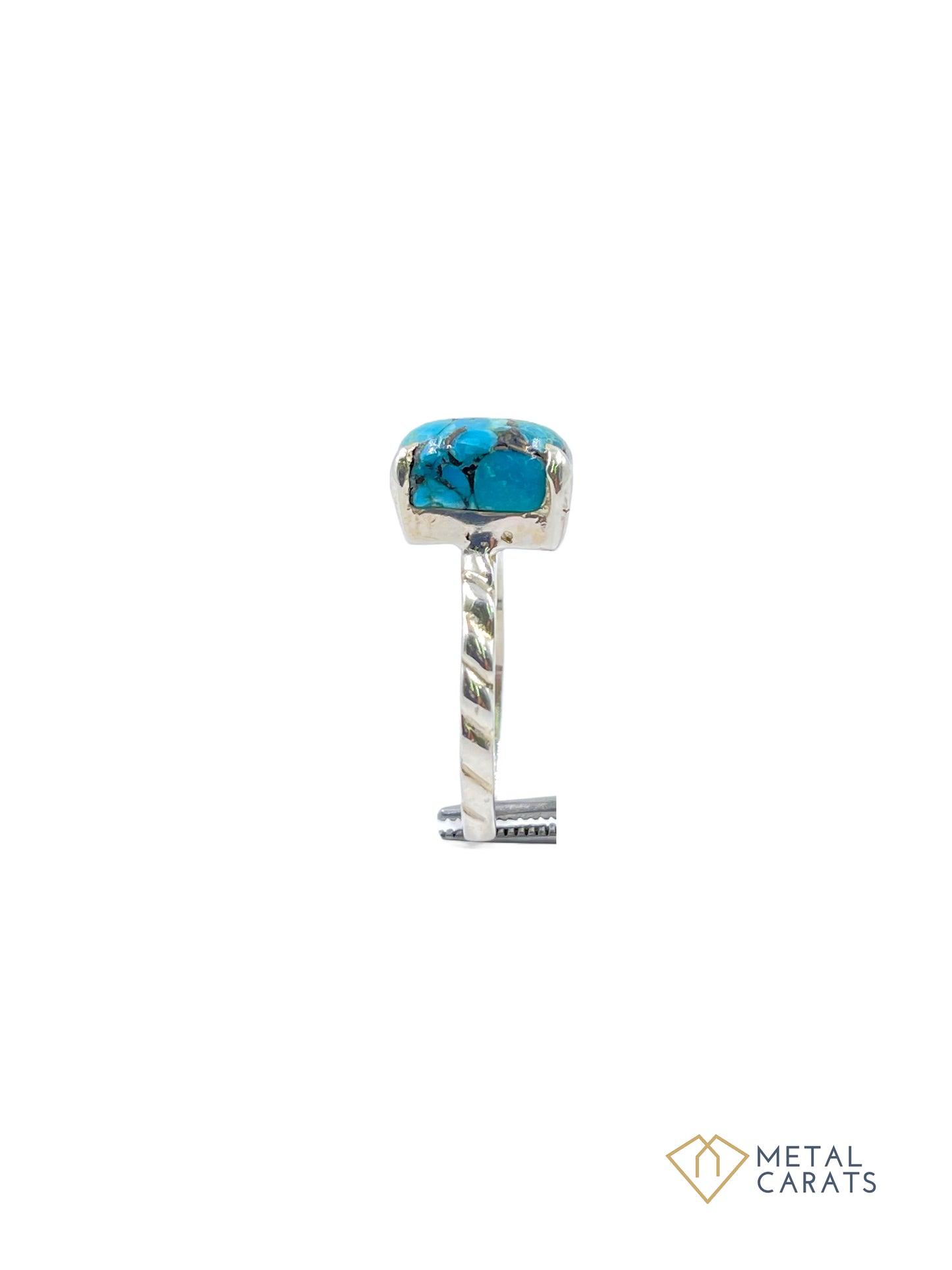 Metal Carats Rectangular Cabochon Turquoise Statement Ring | Natural Turquoise | Firoza | Female