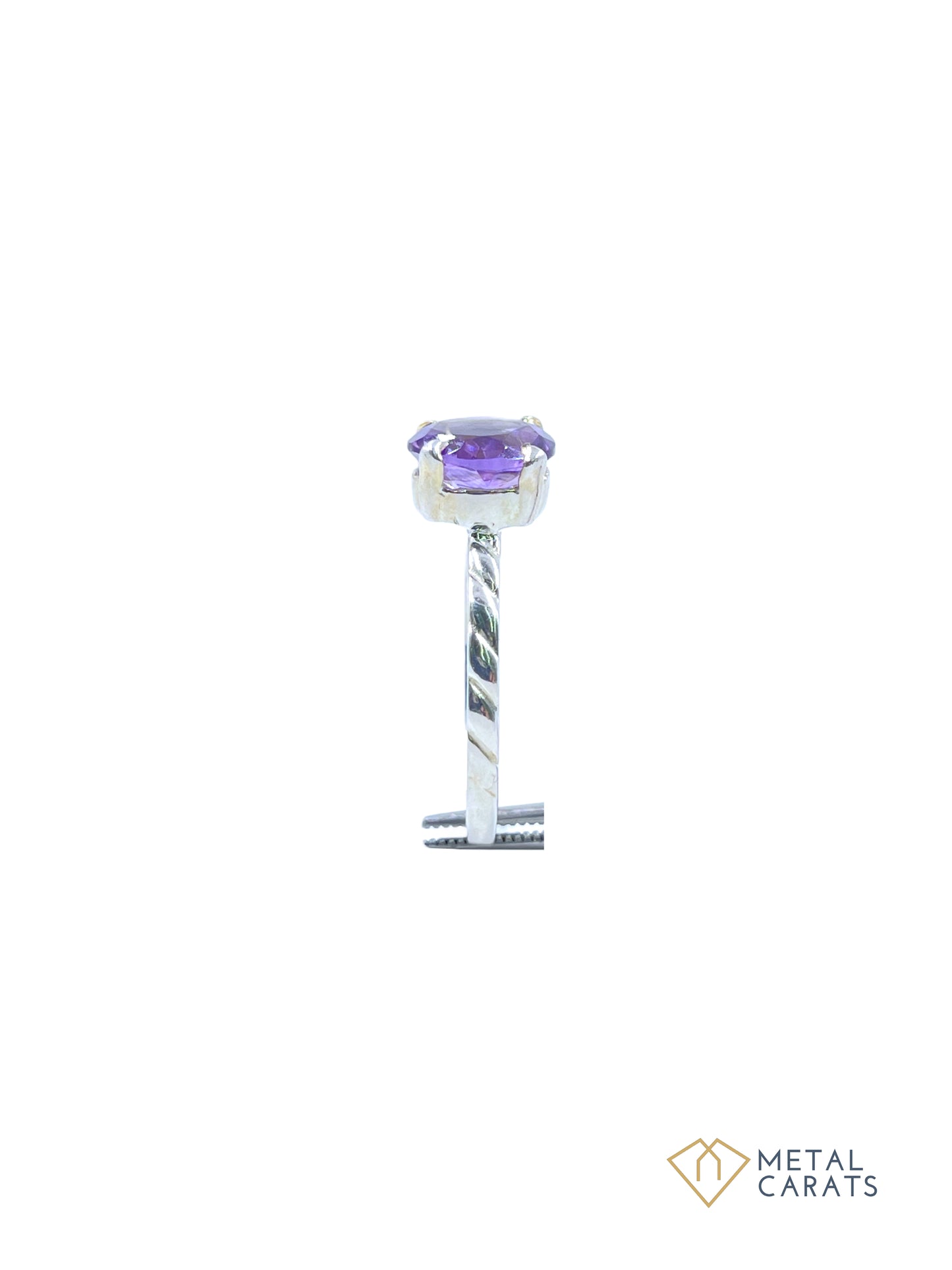 Metal Carats 925 Sterling Silver Amethyst Solitaire Look Ring | Natural Amethyst | Women |Purple